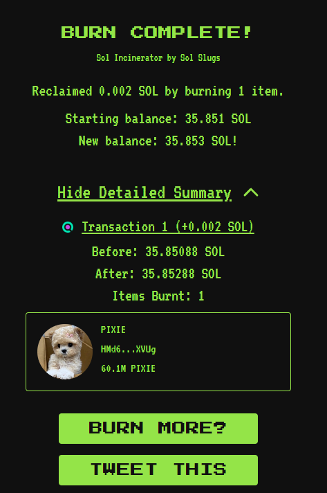 sol_pixie_'s tweet photo. @3orovik $PIXIE DEV JUST BURNT 70k$ WORTH OF TOKENS!
HE IS OUT, NO RUG! https://t.co/ZchtoM6Fim