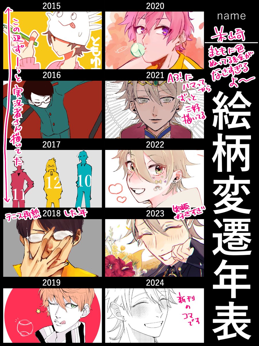 あんまりちゃんとした絵がなかった でもデータ残っててよかった
という絵柄変遷です 