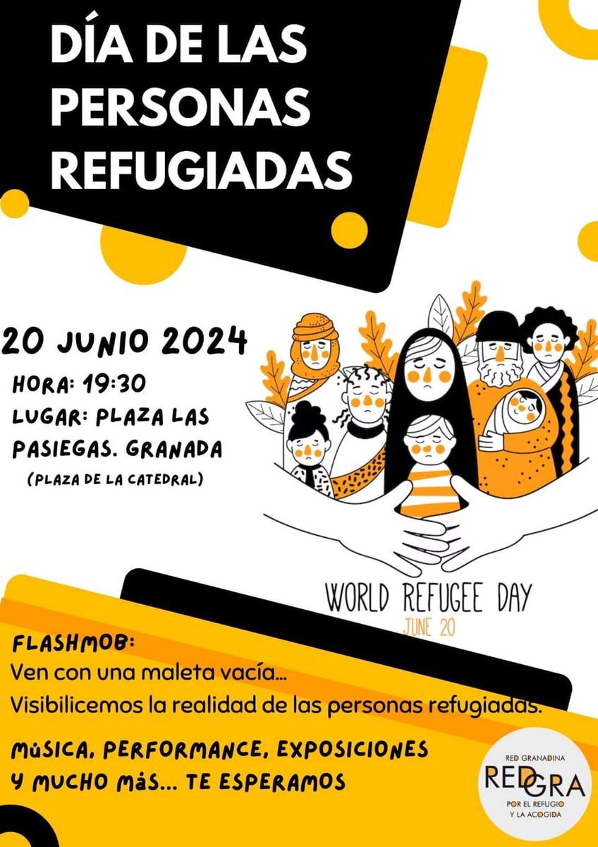 Mañana 20 de junio en #Granada visibilizamos junto a la <a href="/Redgra_Refugio/">Redgra</a>  la realidad de las personas refugiadas.
¡Ven y trae tu maleta!