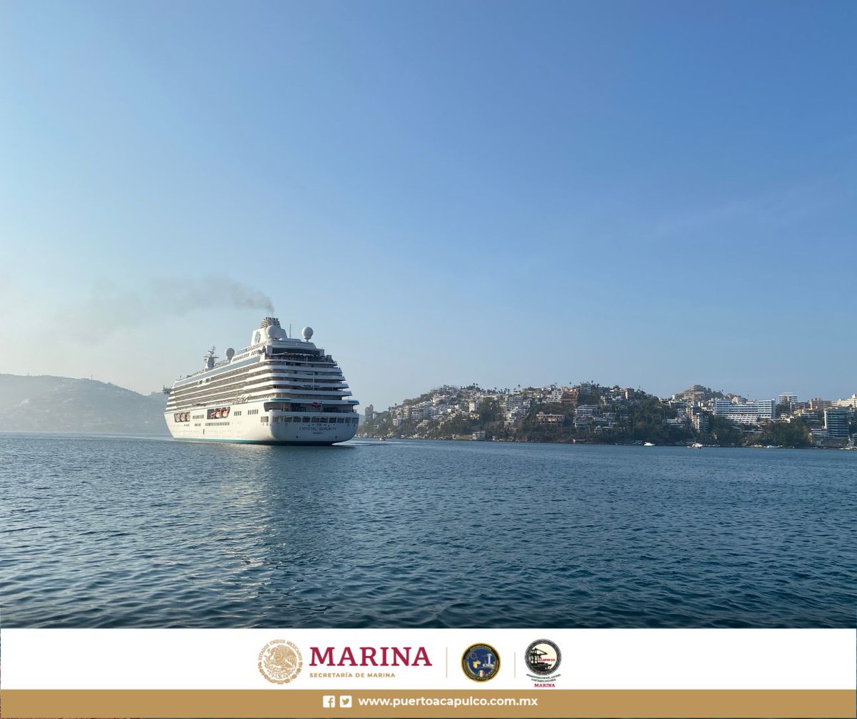 PuertoAca's tweet image. Esta soleada mañana damos la bienvenida en el hermoso puerto de Acapulco al crucero CRYSTAL SERENITY, procedente del puerto de QUEPOS, de la Línea Naviera @crystalcruises. Cerrando la temporada 2023-2024, ASIPONA recibe a sus 493 pasajeros y 531 tripulantes.

#WelcomeToAcapulco