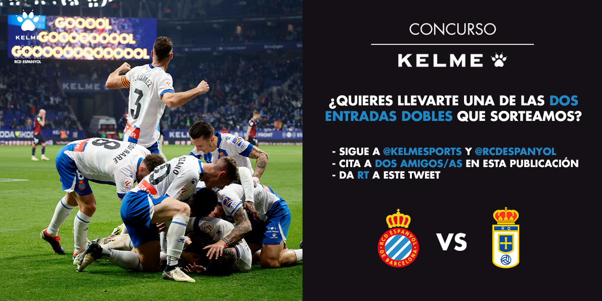 💙🤍 ¡𝗦𝗢𝗥𝗧𝗘𝗔𝗠𝗢𝗦 𝟮 𝗘𝗡𝗧𝗥𝗔𝗗𝗔𝗦 𝗗𝗢𝗕𝗟𝗘𝗦! 🙌🎟️

RCD Espanyol ⚔️ Real Oviedo

👥 Sigue a <a href="/Kelmesports/">KELME España</a> y a <a href="/RCDEspanyol/">RCD Espanyol de Barcelona</a>
💬 Cita a dos amig@s
🔄 Haz RT

🗓️ Puedes participar hasta el viernes 21/06 a las 10:00

✍️ Cada comentario es una participación adicional