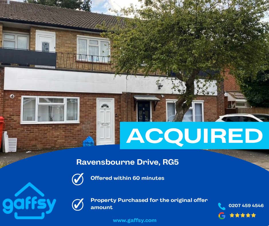 COMPLETED 🏠 

Ravensbourne Drive, RG5

If you are looking to sell, give us a call on 0207 459 4546 for a free no obligation cash offer today.

#property #sellingyourhome #webuyhouses #realestate #cashhousebuyer #sellmyhome #webuyanyhome