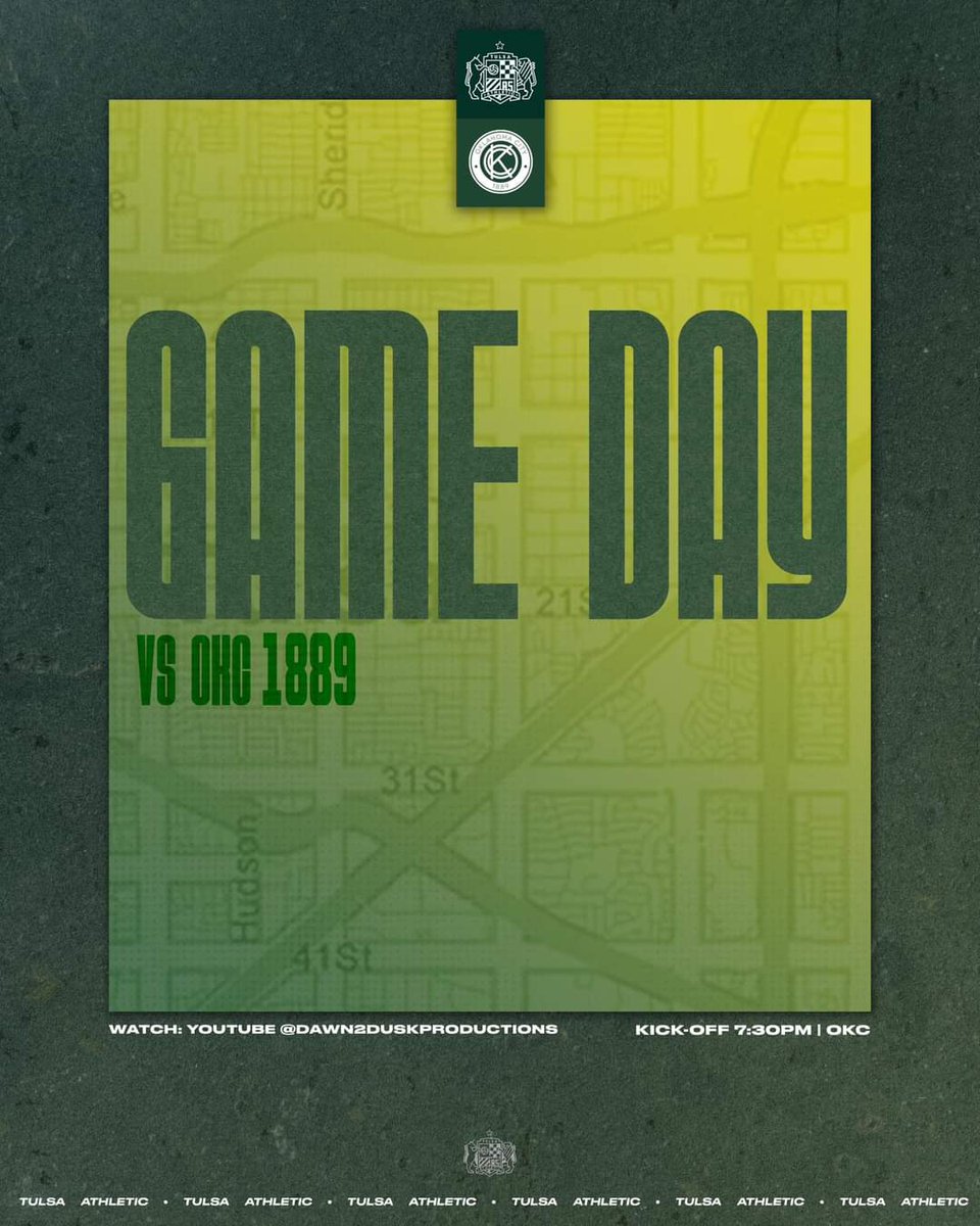 ⚽Futbol⚽Match⚽Day⚽ 
<a href="/TTownSoccer/">Tulsa Athletic</a>  🚌#RoadMatch🚌at  <a href="/OKC1889/">Oklahoma City 1889 FC</a>
#TTID #PartyInThePark #TulsaTilliDie