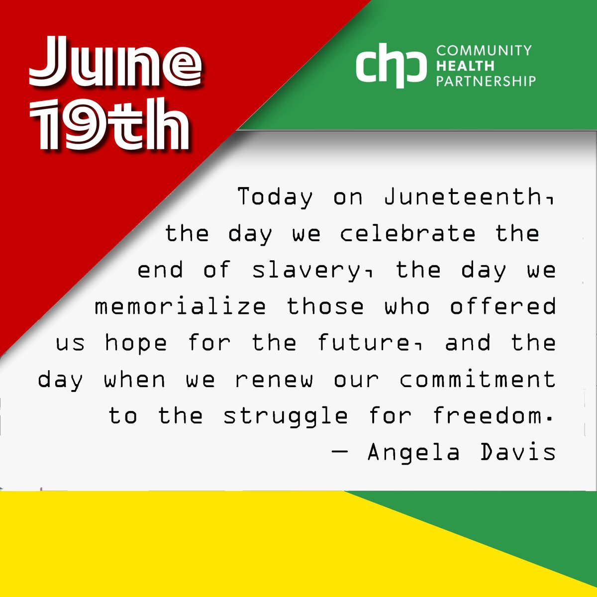 Today, we honor and celebrate Juneteenth!

Learn more about Juneteenth from the National Museum of African American History &amp; Culture: nmaahc.si.edu/juneteenth

#Juneteenth #FreedomDay #BlackHistory #CelebrateFreedom #EqualityForAll