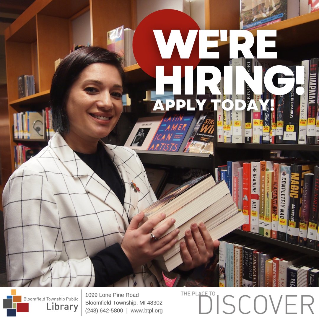 Do you love children's books and engaging young minds? The Library has a part-time librarian position available in Youth Services. MLIS is required. Visit btpl.org/employment/ for details and join our amazing team!