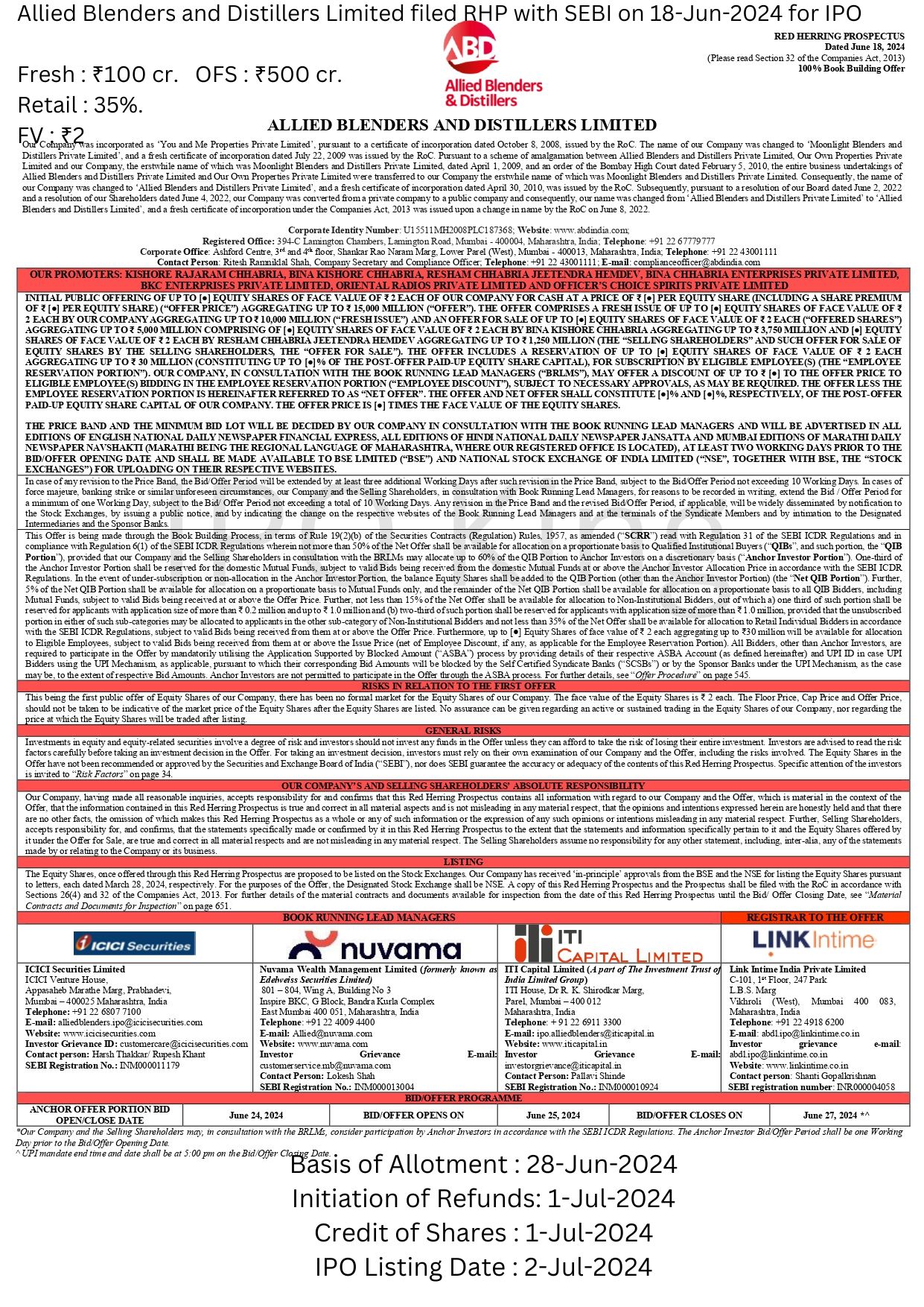 IPO King on X: “🚨BREAKING IPO KING News🚨 Allied Blenders and