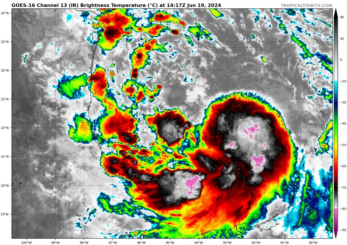 Appears #PTC1 is finally a tropical cyclone. Should be #Alberto here in a few minutes. Awaiting NHC update. First named storm of the season. #tropics Impacts will be the same. Landfall tomorrow night/THU am north of Tampico in Mexico.