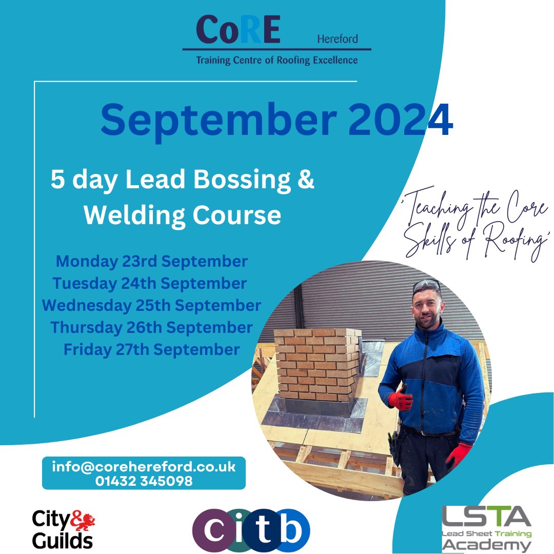 September Lead bossing and welding course 

Please contact us for more details or to book a place on the course 
#lead #leadbossing #leadwelding #learning #newskills #upskilling #centreofexcellence #corehereford #hereford