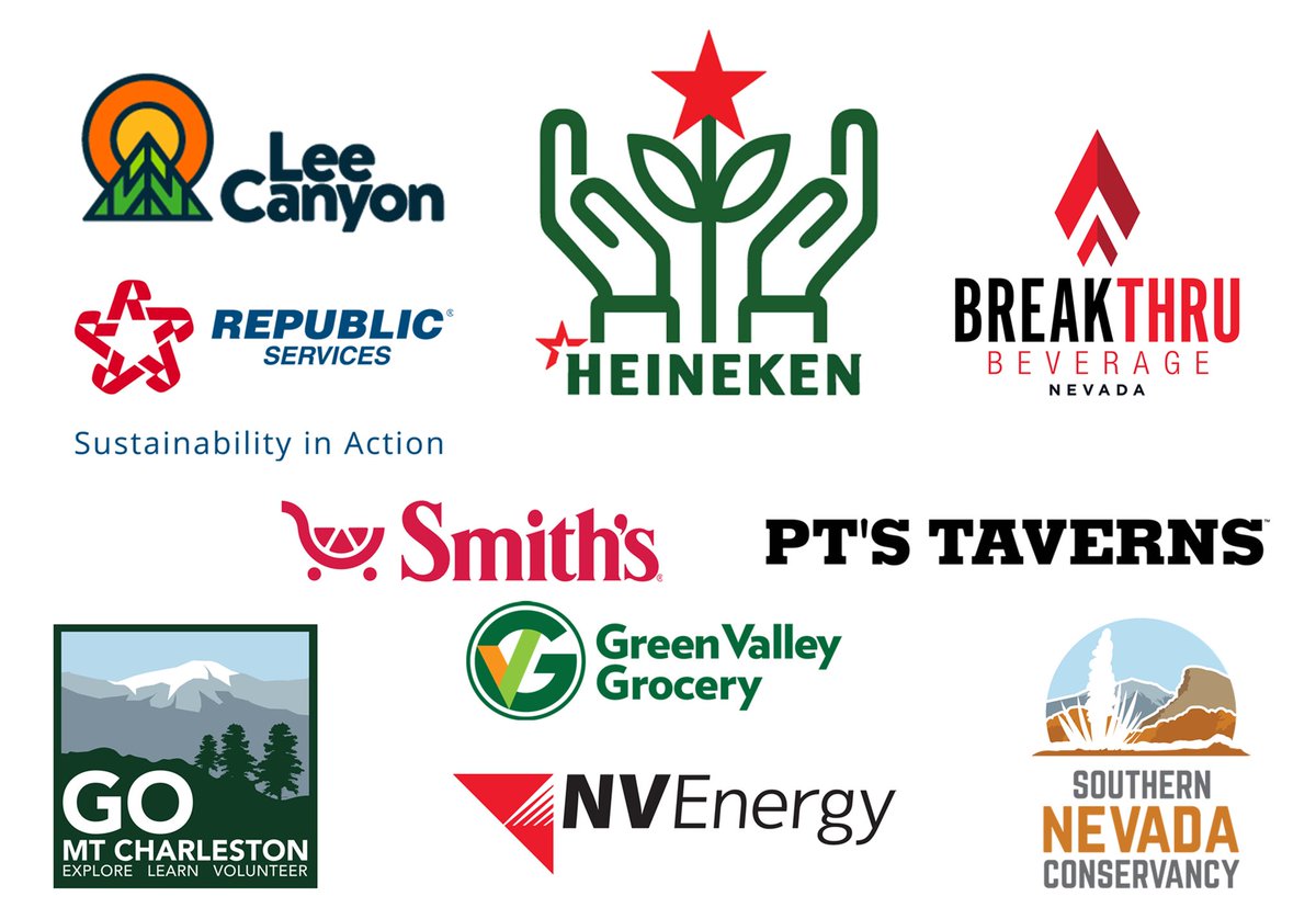 A huge thank you to our sponsors for making this year's Green the Mountain cleanup possible! 🌿🌍 Special thanks to Heineken, Lee Canyon, BreakThru Beverage, Smith's, PT's Taverns, Green Valley Grocery, NV Energy, and Republic Services. Find more ways to help on our website.