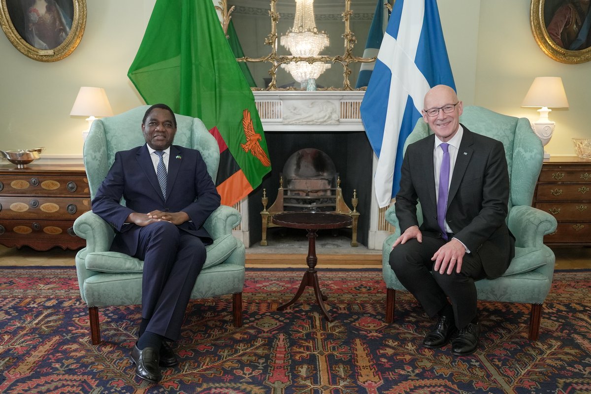 First Minister (@scotgovfm) on Twitter photo First Minister <a href="/JohnSwinney/">John Swinney</a> met President of Zambia <a href="/HHichilema/">Hakainde Hichilema</a> today to discuss climate justice and collaboration on issues such as:
🔵medical research
🔵inclusive education
🔵rights for women and girls
@ScotGov wants to strengthen its partnership with Zambia. First Minister <a href="/JohnSwinney/">John Swinney</a> met President of Zambia <a href="/HHichilema/">Hakainde Hichilema</a> today to discuss climate justice and collaboration on issues such as:
🔵medical research
🔵inclusive education
🔵rights for women and girls
@ScotGov wants to strengthen its partnership with Zambia.