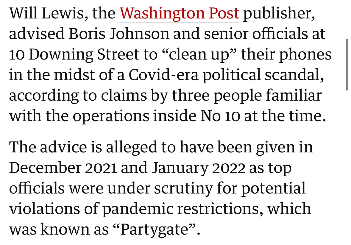 A reminder that there were 5,000 WhatsApp messages missing from Boris Johnson's phone when he gave it to the Covid Inquiry.

Deliberately destroying evidence demanded by a public inquiry is a serious criminal offence punishable by up to a year in prison 

theguardian.com/media/article/…