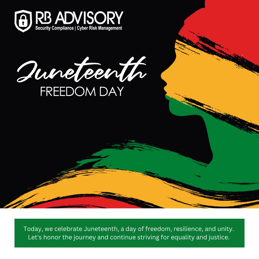 RB_Advisory's tweet photo. Today, #RBAdvisory proudly celebrates #Juneteenth, commemorating the end of slavery in the U.S. We honor the resilience, strength &amp; contributions of Black Americans. Let us continue to strive for justice, equality &amp; a brighter future for all.

#FreedomDay #CelebrateFreedom https://t.co/VMexMW6NyY