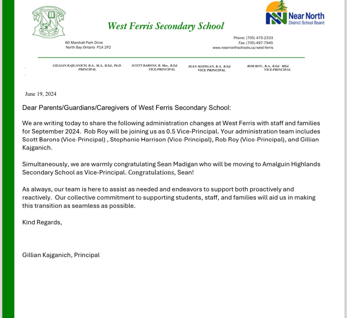 A message from our principal.