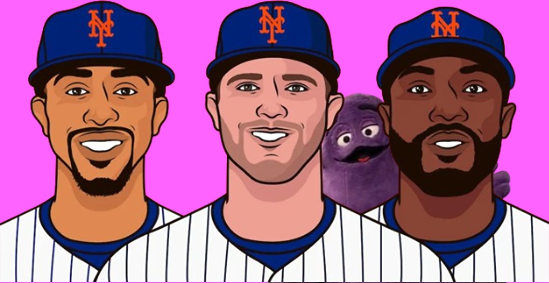 MetsMuse's tweet photo. The Grimace #Mets this season: 

7-0 
.314 AVG
.920 OPS
2.86 ERA
13 HR 
50 RBI
+30 Run Differential 

UNSTOPABLE. #LGM https://t.co/3CJ2nv6GFU