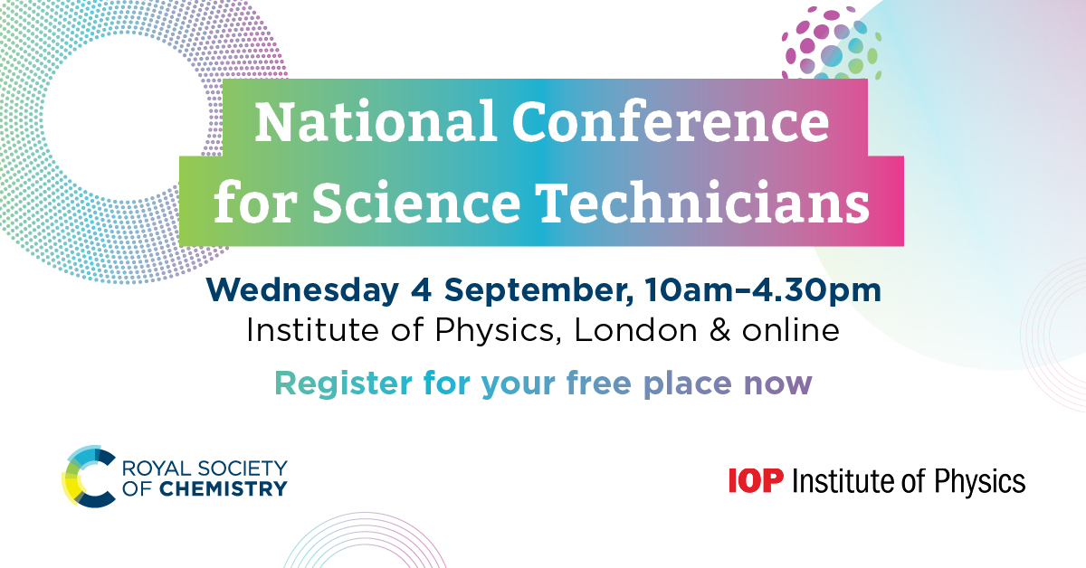 It's official - registration for this year's National Conference for Science Technicians is now open!

Join <a href="/RoySocChem/">Royal Society of Chemistry</a> and <a href="/PhysicsNews/">Institute of Physics</a> on Wednesday 4 September to celebrate #technicians and all their hard work.

Places are limited, so register now - see you in September!