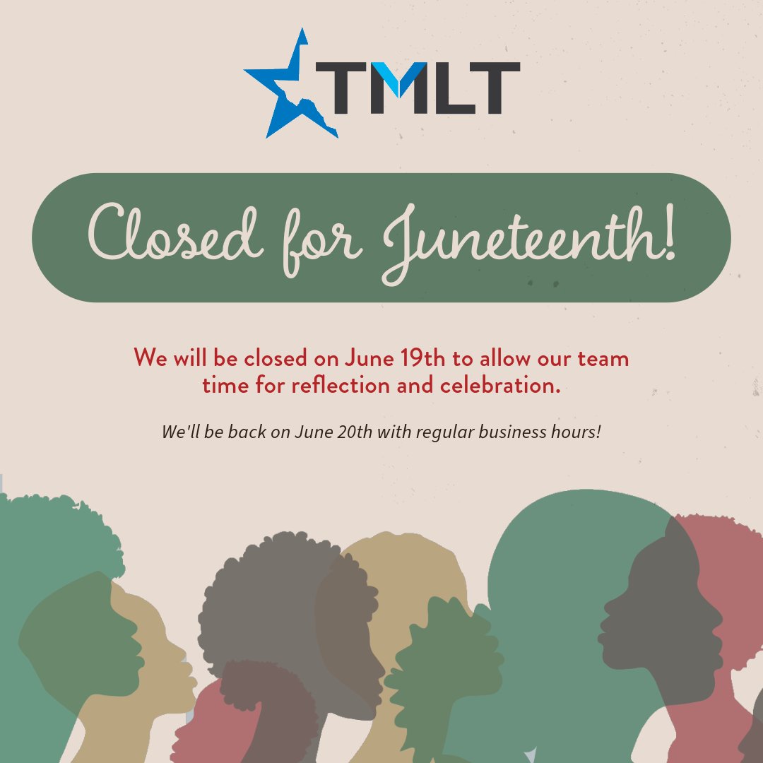 TMLT_TMIC's tweet photo. Happy #Juneteenth! Let's honor this day by committing to health equity and justice in our medical practices. 
TMLT offices are closed today to give our employees time to celebrate and reflect on this important day in Texas history. https://t.co/MA7NfLlB9C