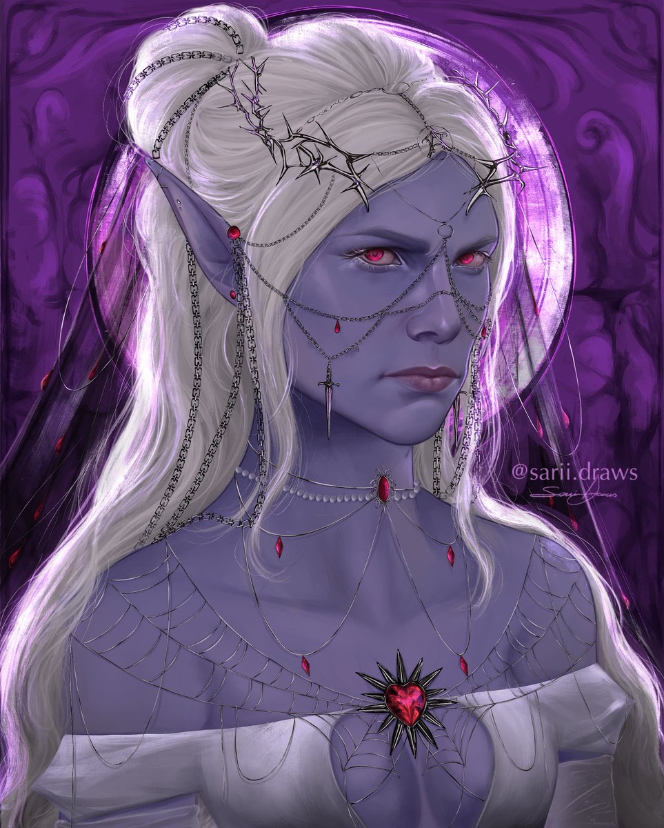 sariidrawshere's tweet photo. Jewel set series - Minthara 

You stepped on her veil and now you're going to die , sorry 
#baldursGate3
#bg3art https://t.co/MKJ1nMZhca