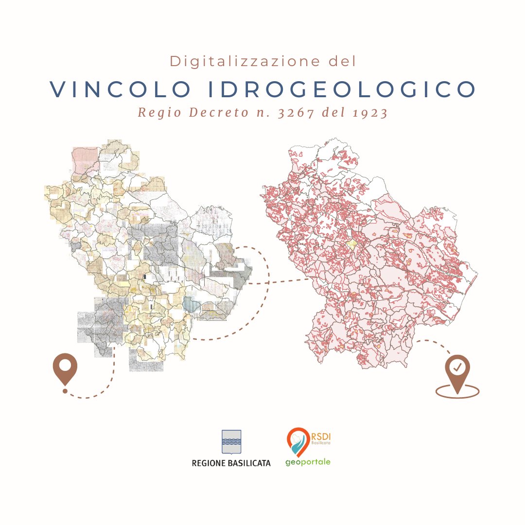 𝐃𝐢𝐠𝐢𝐭𝐚𝐥𝐢𝐳𝐳𝐚𝐳𝐢𝐨𝐧𝐞 𝐕𝐢𝐧𝐜𝐨𝐥𝐨 𝐈𝐝𝐫𝐨𝐠𝐞𝐨𝐥𝐨𝐠𝐢𝐜𝐨
Sul Geoportale RSDI è presente il WebGIS del Vincolo Idrogeologico digitalizzato, pubblicato a seguito della presentazione tenutasi oggi presso la Sala Basento a Potenza.
🔗 rsdi.regione.basilicata.it/digitalizzazio…