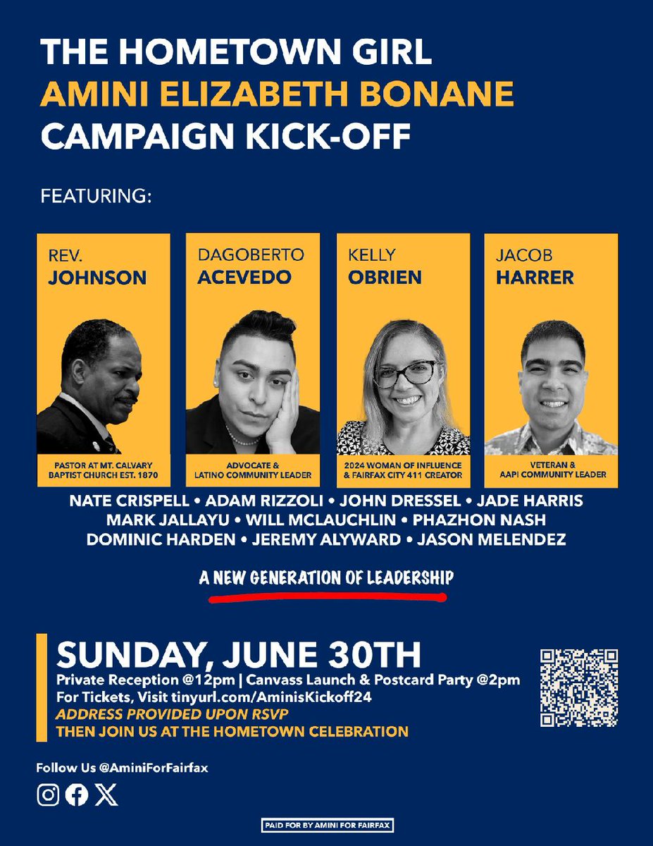 Looking for a way to celebrate Juneteenth? Do that by supporting my friend <a href="/AminiForFairfax/">Amini For Fairfax</a> as she launches her historic run for the Fairfax City City Council!

Donate here: TinyURL.com/AminisKickoff24