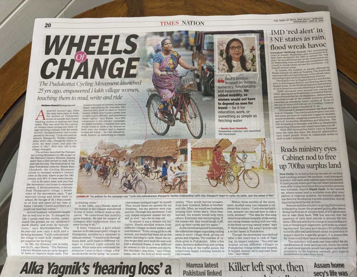 SethiRuchikaT's tweet image. #WheelsofChange… literally for village Pudukottai . ❤️What a lovely story. 

Urban spaces too, can do with this #Change - for cleaner environment , reduced emissions and inclusive growth. 
Infrastructure support awaited.
@OfficialGMDA @SarikaPanda