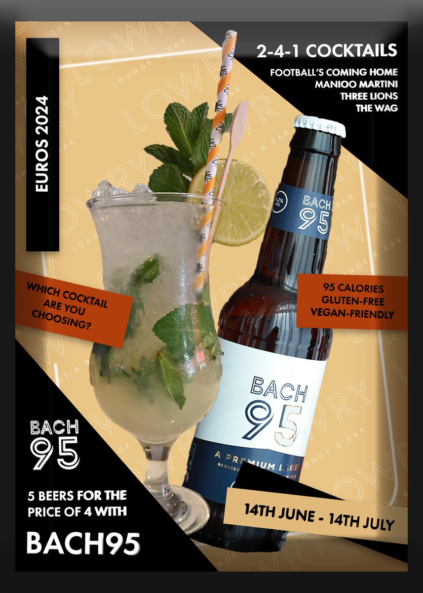 It's coming home! ⚽

As the country starts to buzz with Euro fever, what better way to watch it than at The Lounge &amp; Bar! With our Euro offer of 2-for-1 cocktails and buy 5 beers for the price of 4 until the 14th of July! 

bit.ly/euros2024