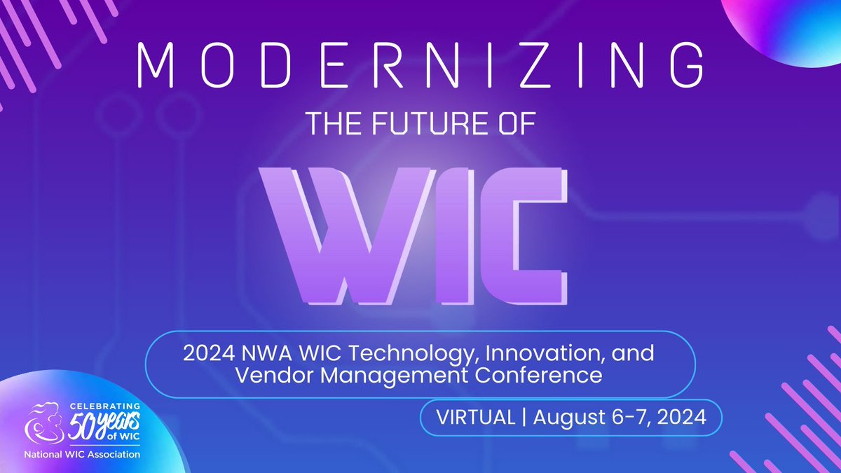 Join us virtually August  6-7 for our #WIC Technology, Innovation, and Vendor Management Conference! Special early bird rates are still available! Register TODAY: buff.ly/4bPwhCK