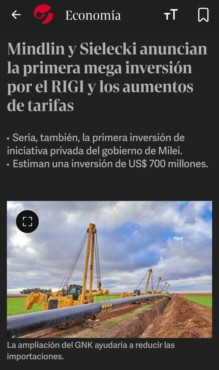 rosariotlmc's tweet photo. El primer anuncio de inversión vía RIGI es la finalización del Gasoducto Néstor Kirchner. El privado finalizando una obra que el Kirchnerismo nos quería hacer creer que si el Estado no la ponía, era imposible. Triunfa el mercado https://t.co/KAkDZ8CdLk