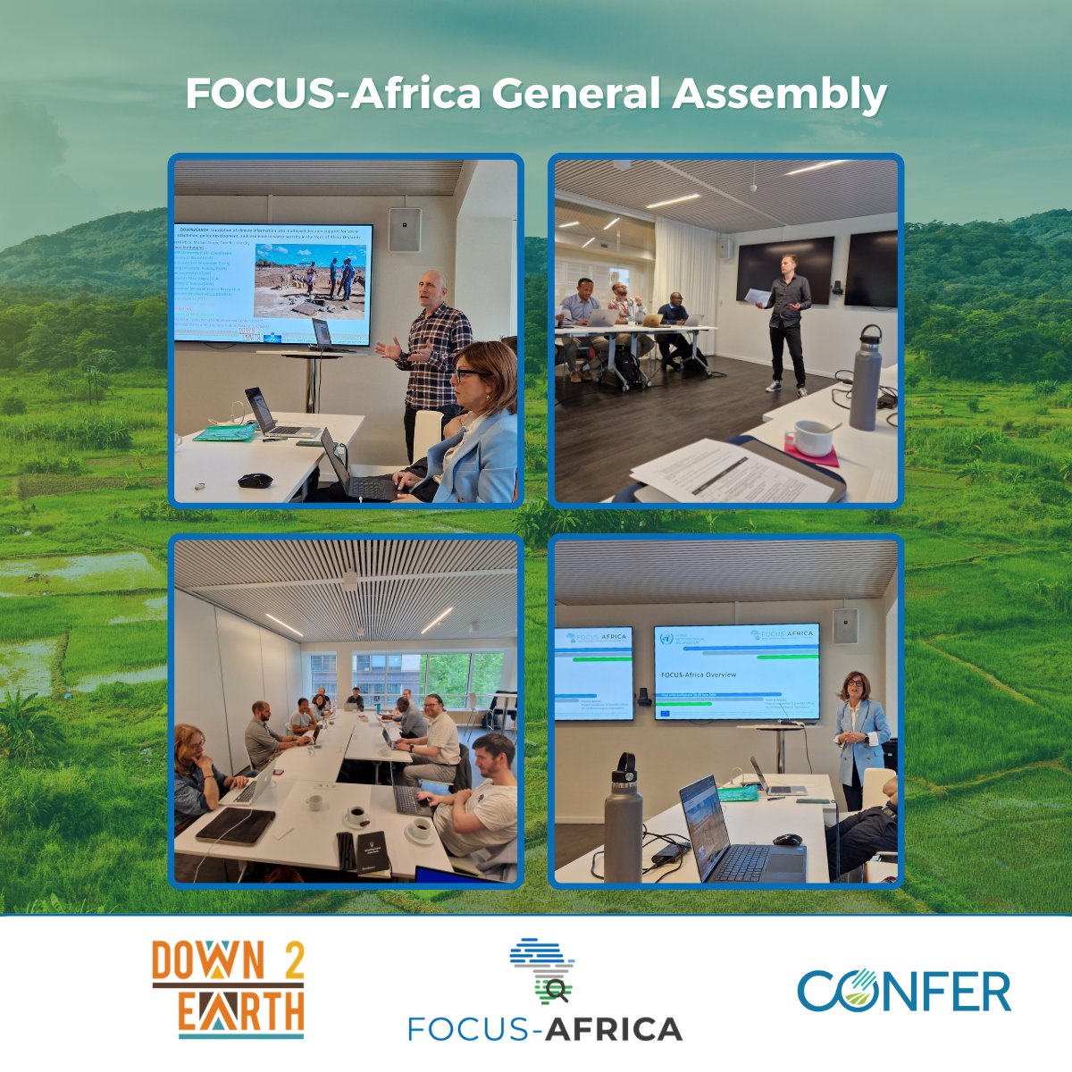 Focus-Africa (@focusafrica_eu) on Twitter photo 🌍 Wrapping up Day 2 of our joint workshop with <a href="/ConferEU/">CONFER EU H2020</a> & <a href="/D2E_Project/">DOWN2EARTH</a>! We've shared insights, identified gaps, & reflected on policy impacts.
Tomorrow: World Café with EU stakeholders. Stay tuned! #ClimateServices #ClimateAdaptation #SustainableFuture 🌍 Wrapping up Day 2 of our joint workshop with <a href="/ConferEU/">CONFER EU H2020</a> & <a href="/D2E_Project/">DOWN2EARTH</a>! We've shared insights, identified gaps, & reflected on policy impacts.
Tomorrow: World Café with EU stakeholders. Stay tuned! #ClimateServices #ClimateAdaptation #SustainableFuture
