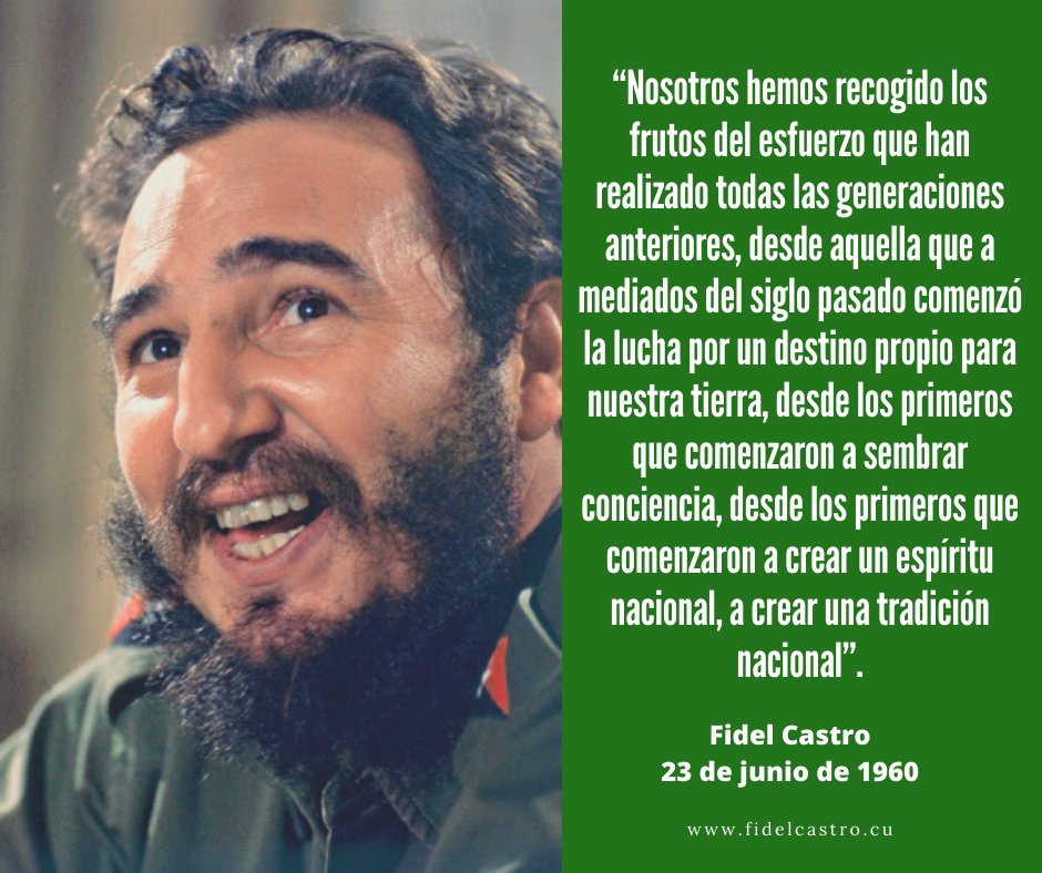 📅23 de junio de 1960 🎙 #FidelCastro: “Nosotros hemos recogido los frutos del esfuerzo que han realizado todas las generaciones anteriores, desde aquella que a mediados del siglo pasado comenzó la lucha por un destino propio para nuestra tierra”.

👉bit.ly/2K7N07o