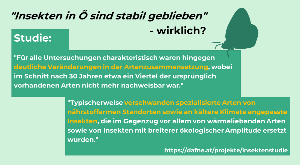 Strasser, #Zib2: "Eine Studie des Ministeriums beweist ja, dass in den letzten 30 J. die Insekten in Ö stabil geblieben sind - trotz Klimawandel. Wir sollten da am Boden der Wissenschaft bleiben." Machen wir das... (1/4)  #Faktencheck #Renaturierungsgesetz
on.orf.at/video/14230958