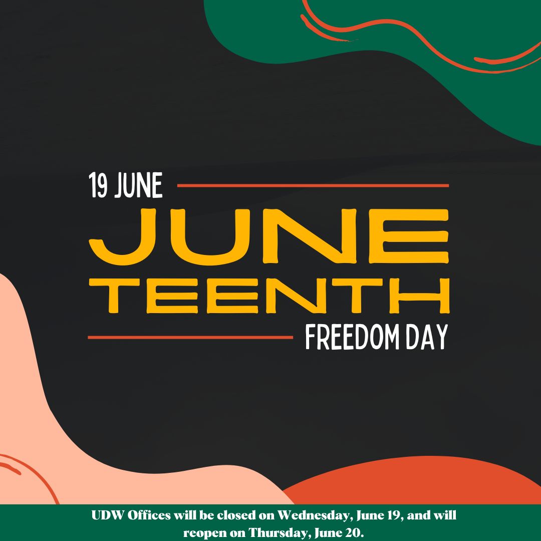 Happy #Juneteenth from UDW! Today marks the important anniversary of the day emancipation was enforced and slavery was ended in Texas in 1865, freeing over 250,000 people. Although it has been long celebrated in the African American community, this monumental (1/3)