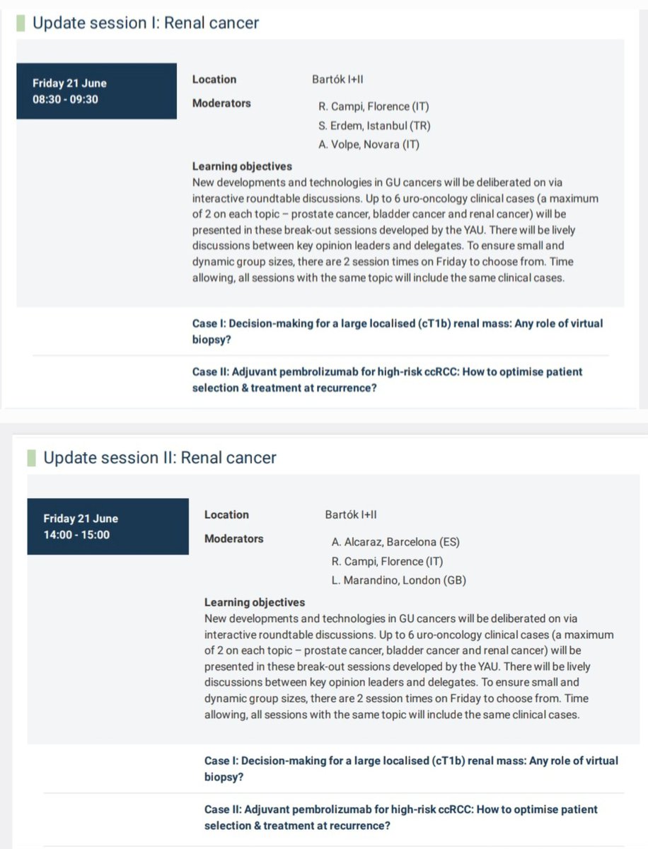 Selcuk Erdem (@selcuk__erdem) on Twitter photo π’ Join us with 'Update Sessions for Renal Cancer' on June 21 Friday in <a href="/Uroweb/">European Association of Urology (EAU)</a> #UROonco24
Real-life case presentations&interactiveπ discussions w ‡οΈ
Key Opinion Leaders <a href="/foxal72/">Alessandro Volpe</a> <a href="/AntonioAlcarazA/">Antonio Alcaraz</a> <a href="/Ric_Campi/">Riccardo Campi</a>
<a href="/EAUYAUrology/">EAU Young Academics</a> <a href="/EAUYAU_RenalCa/">EAU-YAU Renal Cancer Working Group</a> Faculties
<a href="/Selcuk__Erdem/">Selcuk Erdem</a> <a href="/LauraMarandino/">Laura Marandino</a> π’ Join us with 'Update Sessions for Renal Cancer' on June 21 Friday in <a href="/Uroweb/">European Association of Urology (EAU)</a> #UROonco24
Real-life case presentations&interactiveπ discussions w ‡οΈ
Key Opinion Leaders <a href="/foxal72/">Alessandro Volpe</a> <a href="/AntonioAlcarazA/">Antonio Alcaraz</a> <a href="/Ric_Campi/">Riccardo Campi</a>
<a href="/EAUYAUrology/">EAU Young Academics</a> <a href="/EAUYAU_RenalCa/">EAU-YAU Renal Cancer Working Group</a> Faculties
<a href="/Selcuk__Erdem/">Selcuk Erdem</a> <a href="/LauraMarandino/">Laura Marandino</a>