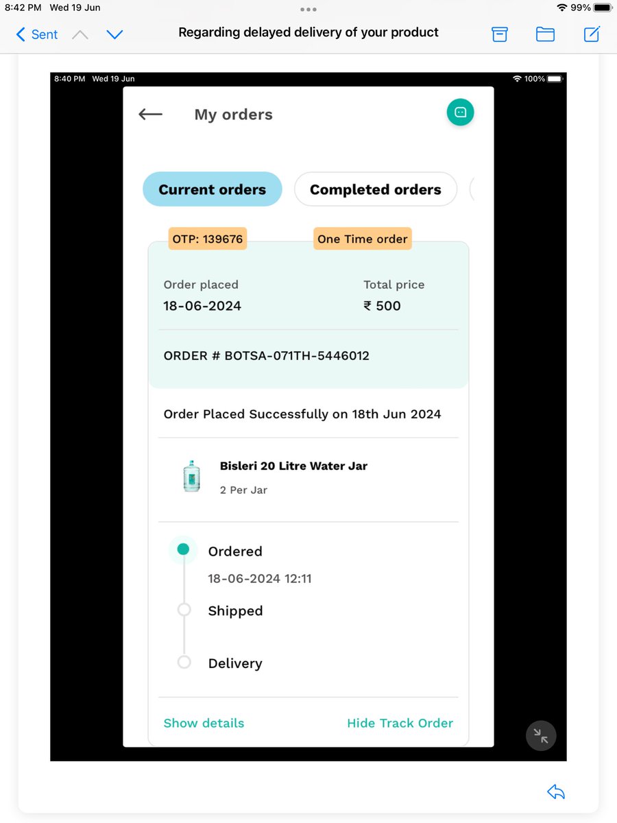 VarunBidye's tweet photo. @BisleriZone it’s almost 2 days that I am waiting for my order. Your executive had confirmed the order and said it would reach today before 8 PM but sadly it hasn’t reached. Because of bad coordination from your end, there is no water to drink at home. Suggest what to do? https://t.co/lkZXDPODDF