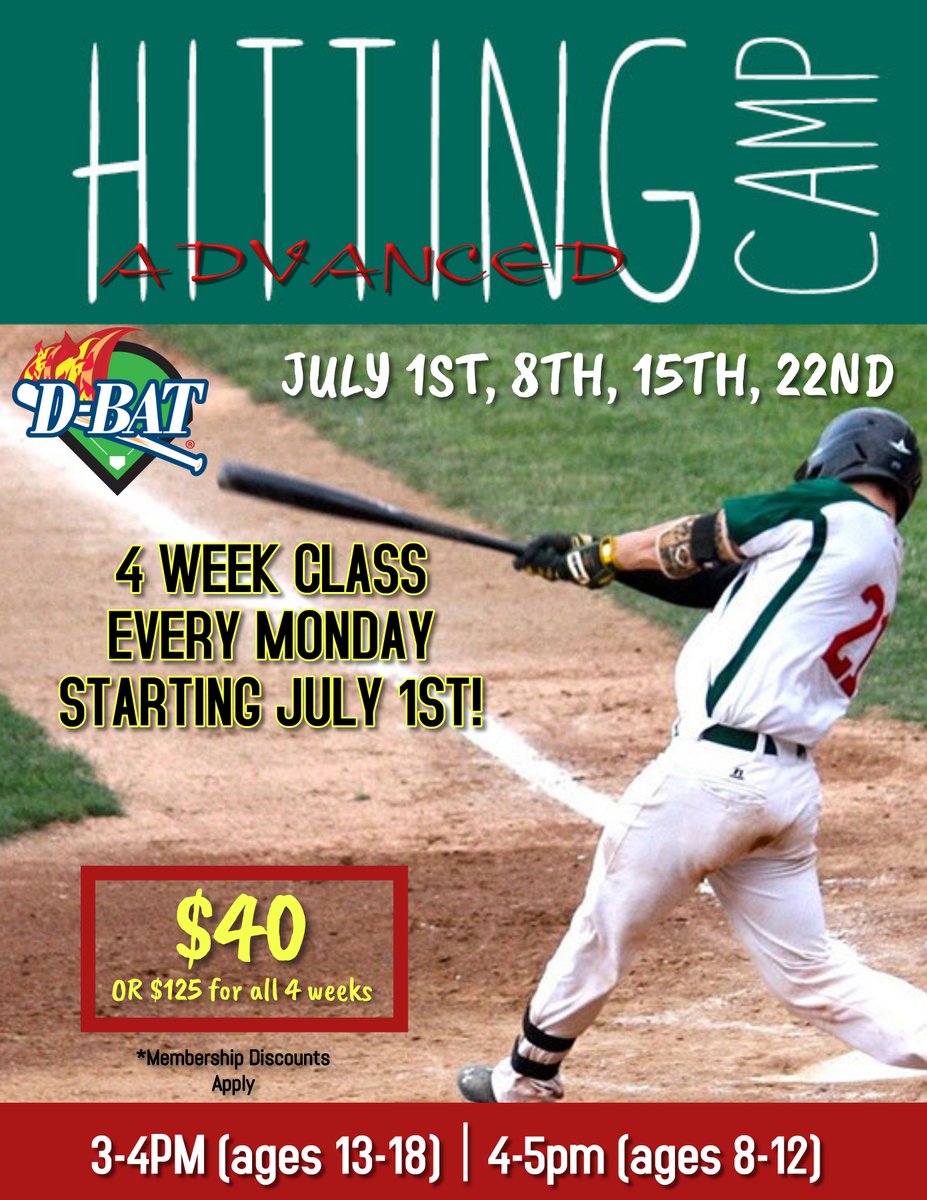dbatfortsmith's tweet photo. In July we're offering some Specialized Camps focusing on hitting and pitching for both baseball and softball. Each camp will be split into two age groups to offer more age specific drills. Mondays for Hitting, Tuesdays for Softball Pitching, Wednesdays for Baseball Pitching. https://t.co/Aez9Qjvcsx