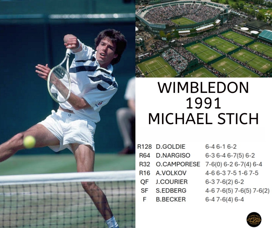 dandangallagher's tweet photo. This is probably one of the most absurd campaigns ever by a tennis player. Michael Stich beat Jim Courier, Stefan Edberg and Boris Becker in a row to win his lone Slam title. Stich himself never reached the #1 spot in the rankings having reached only #2 in 1993. #Wimbledon (1/X) https://t.co/u8TsWeYUC4