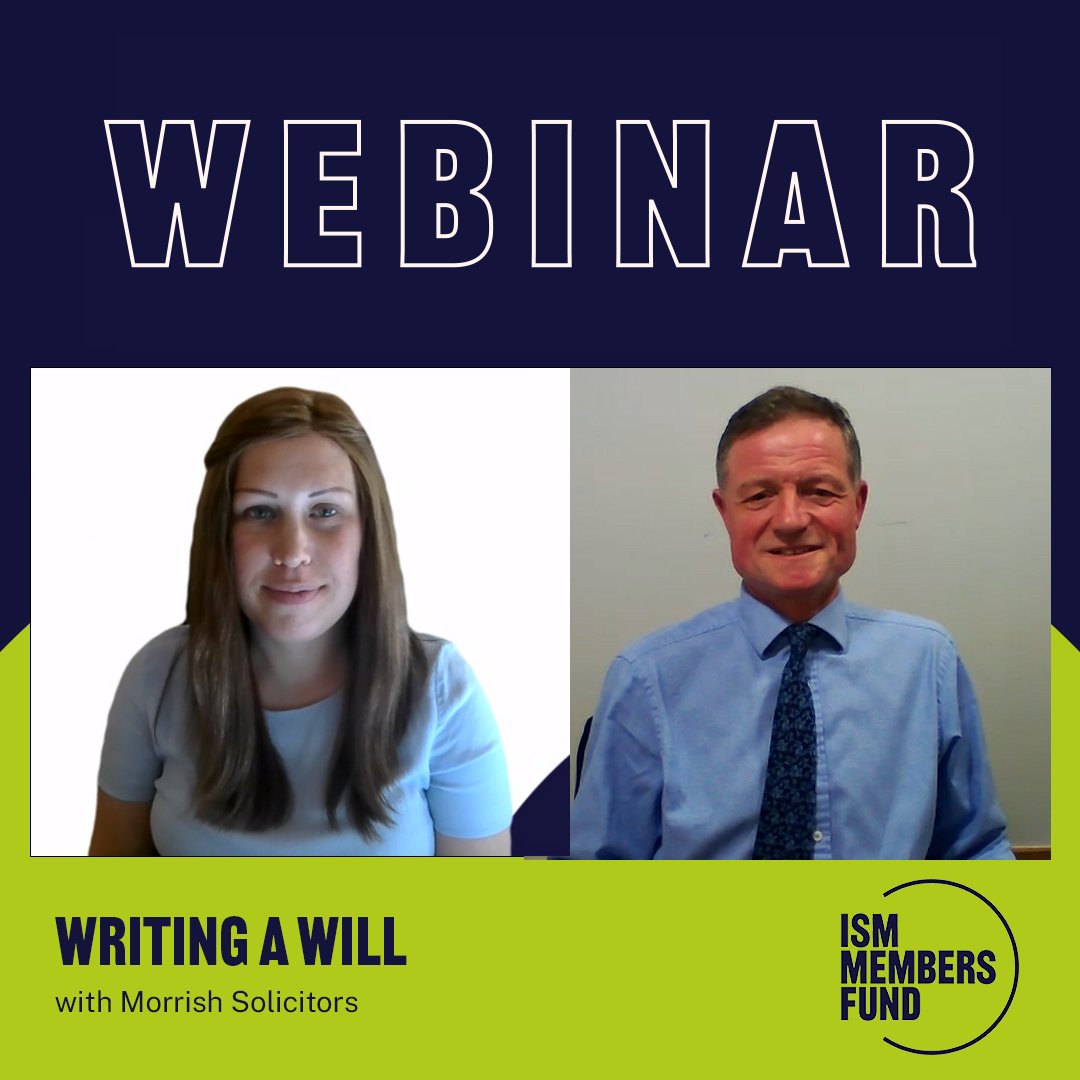Writing a will webinar 🖊

Our free webinar for ISM members is about to begin with <a href="/Morrishlaw/">Morrish Solicitors</a>. We’ll be discussing executors, inheritance tax and tax-free allowances.

#WillWriting #TaxAllowances #WillWritingAdvice #ISMMembersFund
