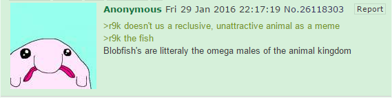 blobo_eth's tweet photo. Origin of $blobo: The first known use of the image was in a post in a January 28th, 2016 /r9k/ ." The post suggested that the blobfish would be a much better animal for a meme than the snail, because "Blobfish's are litteraly the omega males of the animal kingdom https://t.co/8q12XUew1o