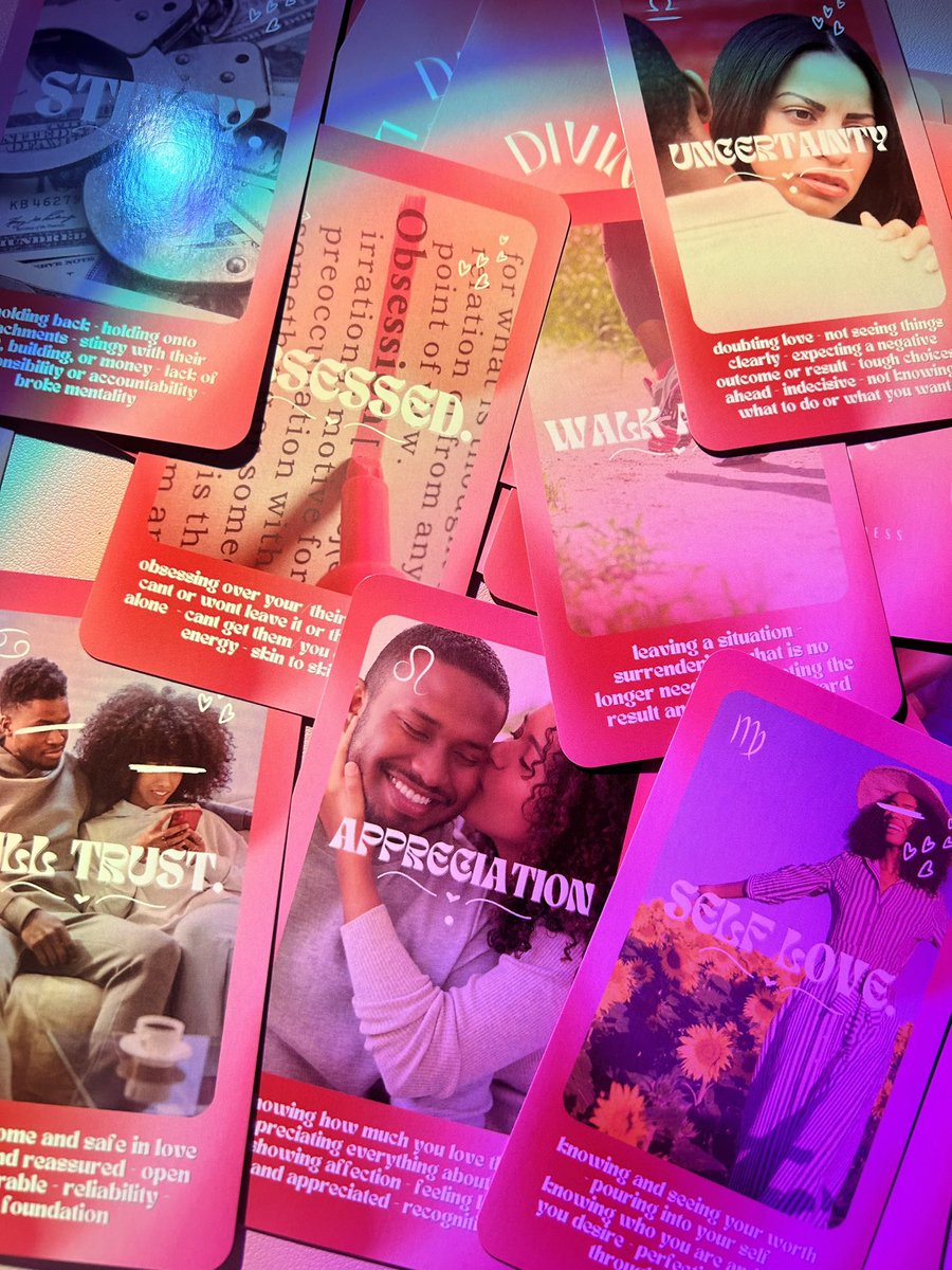 DivineLeaa's tweet photo. Just dropped my new love oracle deck, they came out perfect. Available on my Etsy shop (link in bio)! 🤭💗✨ https://t.co/yYs5HfAaFQ