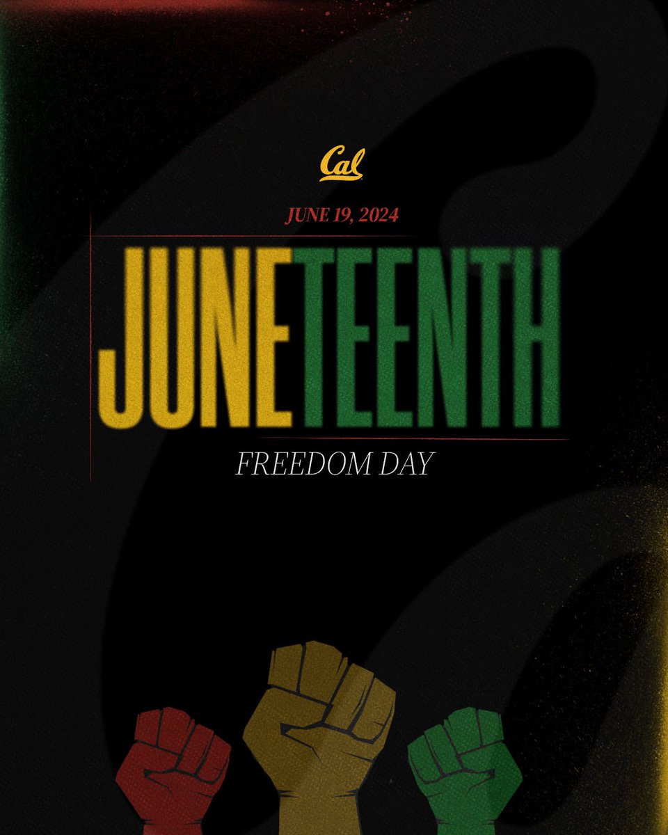 𝐂𝐞𝐥𝐞𝐛𝐫𝐚𝐭𝐢𝐧𝐠 𝐅𝐫𝐞𝐞𝐝𝐨𝐦. 𝐇𝐨𝐧𝐨𝐫𝐢𝐧𝐠 𝐇𝐢𝐬𝐭𝐨𝐫𝐲.

Today, we reflect, honor, and celebrate #Juneteenth, the anniversary of the emancipation of the last enslaved African Americans in the US.

#GoBears
