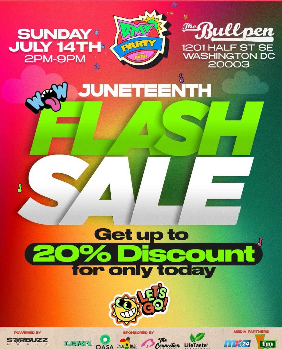 Juneteenth is a special day for all of us at #DMVPITP.
We are offering a 20% discount on all our tickets 🎫 for only today !!
