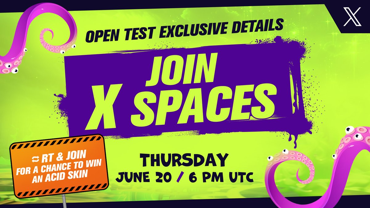 ⚡️OPEN TEST EXCLUSIVE DETAILS

RT this post > win one of the 30 Acid Weapons
Join us tomorrow > win one of the 20 Acid Skins

And yes, you can even win BOTH!🔥Set your reminders to be fully prepared for the main event of the month: x.com/i/spaces/1nAJE…