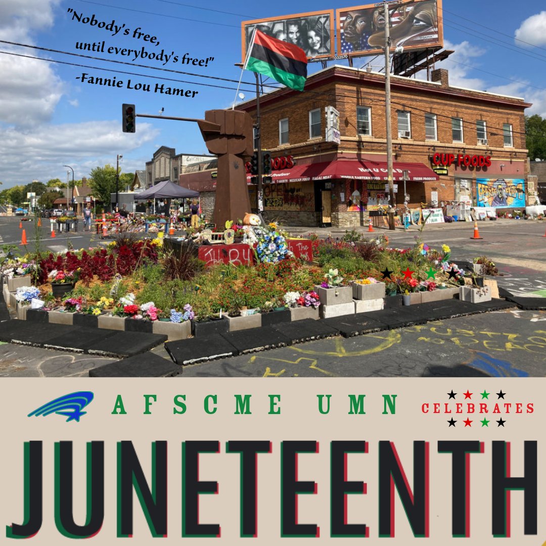 afscme3800's tweet photo. Juneteenth is a celebration and a call to action. Black workers today still fight against low wages and unsafe conditions. On this day, let’s recommit to being champions of true justice and equality for all.  Read AFSCME President Lee Saunders’ statement: https://t.co/BcDD1KHoVs https://t.co/7wT9wOcqN7