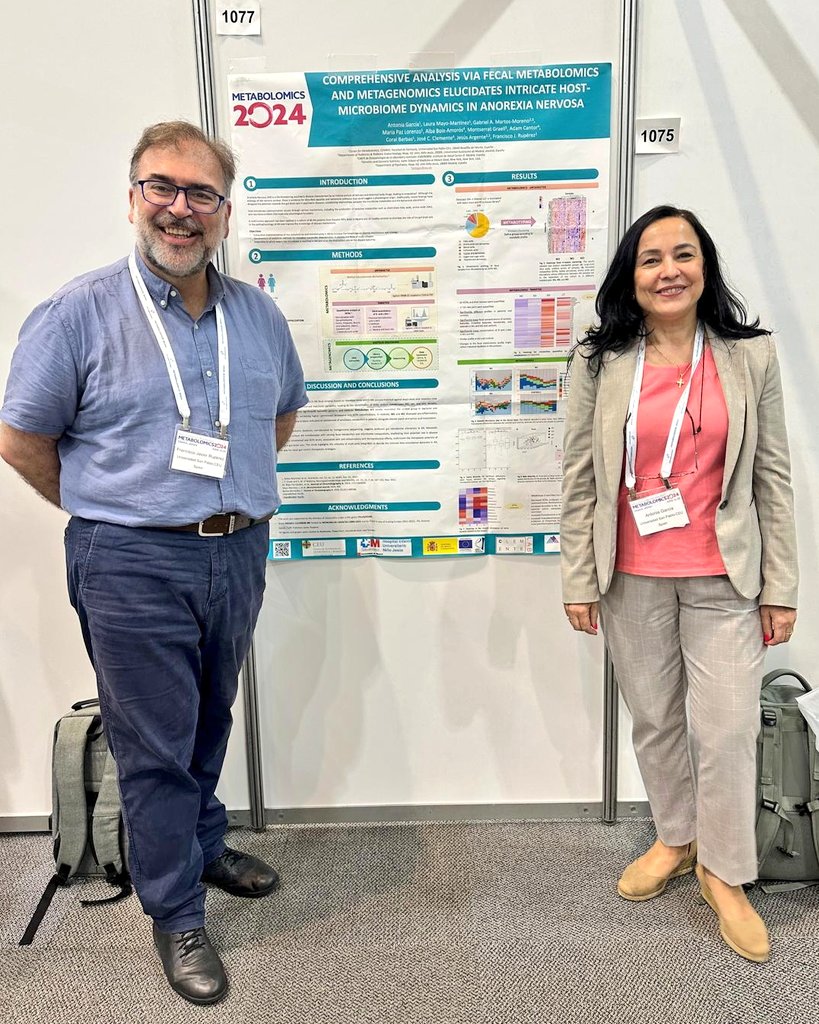 Comprehensive analysis via fecal #Metabolomics and #Metagenomics elucidates intricate host-microbione dynamics in #AnorexiaNervosa by <a href="/lauramayomar/">Laura Mayo Martinez</a> #MetSoc2024 #Osaka #CEMBIOers <a href="/antogarfer/">Antonia Garcia</a>
<a href="/javierruperez/">Javier Rupérez</a>