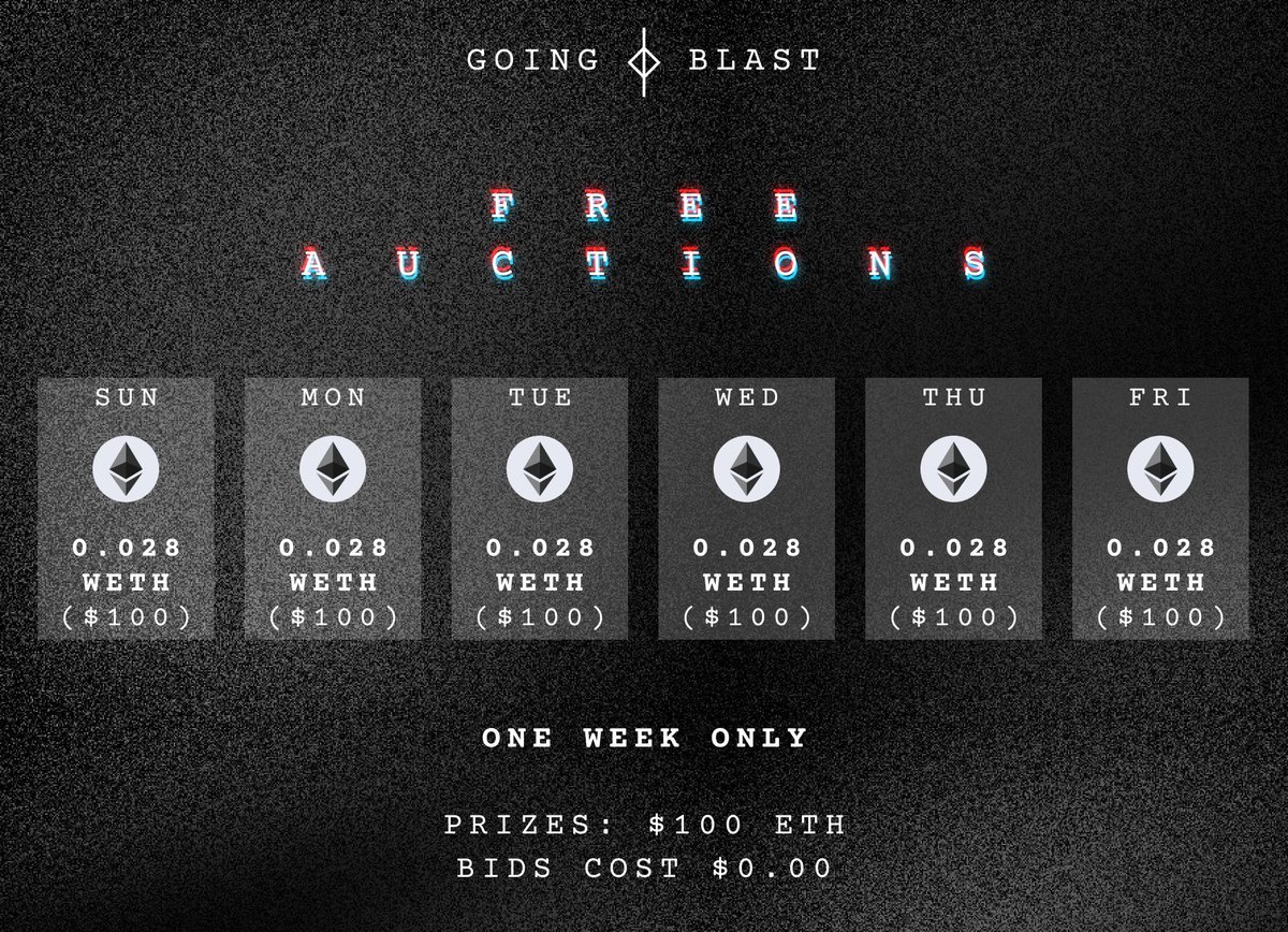 In 2 hours we start another free auction!

Visit goingblast.com at 8pm CET today to compete for free with other to win $100!

Good luck!