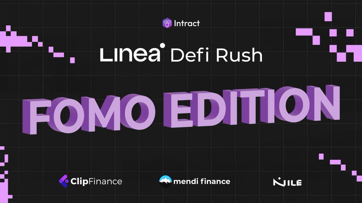 NILE is pleased to be a part of <a href="/LineaBuild/">Linea.eth</a>'s DeFi: FOMO edition. 👀

Join us, <a href="/ClipFinance/">Clip | Access top DeFi yields</a> and <a href="/MendiFinance/">LV</a> on this new @IntractCampaign.

 🚀Earn LXP-L and XP for completing various tasks.

⏰Starts NOW and ends June 26th @ 3:30pm UTC.

intract.io/events/6671951…