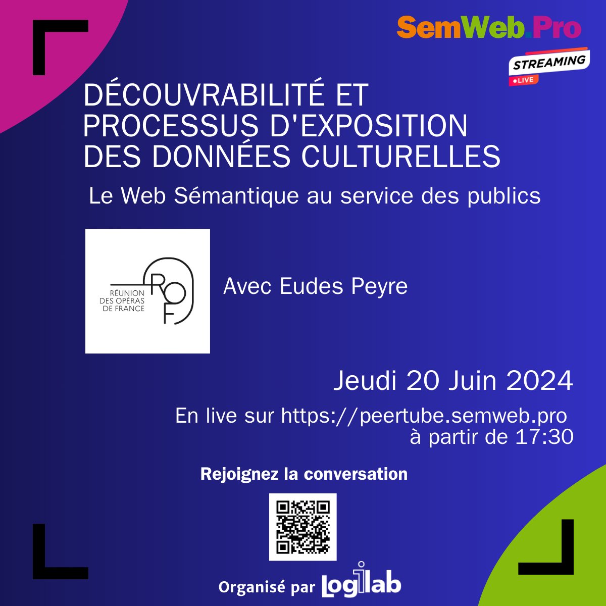 semwebpro's tweet image. Le live #SemWebpro, c'est demain, le 20 juin en direct sur nos ondes Peertube peertube.semweb.pro à partir de 17h30 !
Eudes Peyre nous présentera "Découvrabilité et processus d'exposition des données culturelles."
Soyez nombreux !
#semwebpro #websem #culture #rof #ontologie
