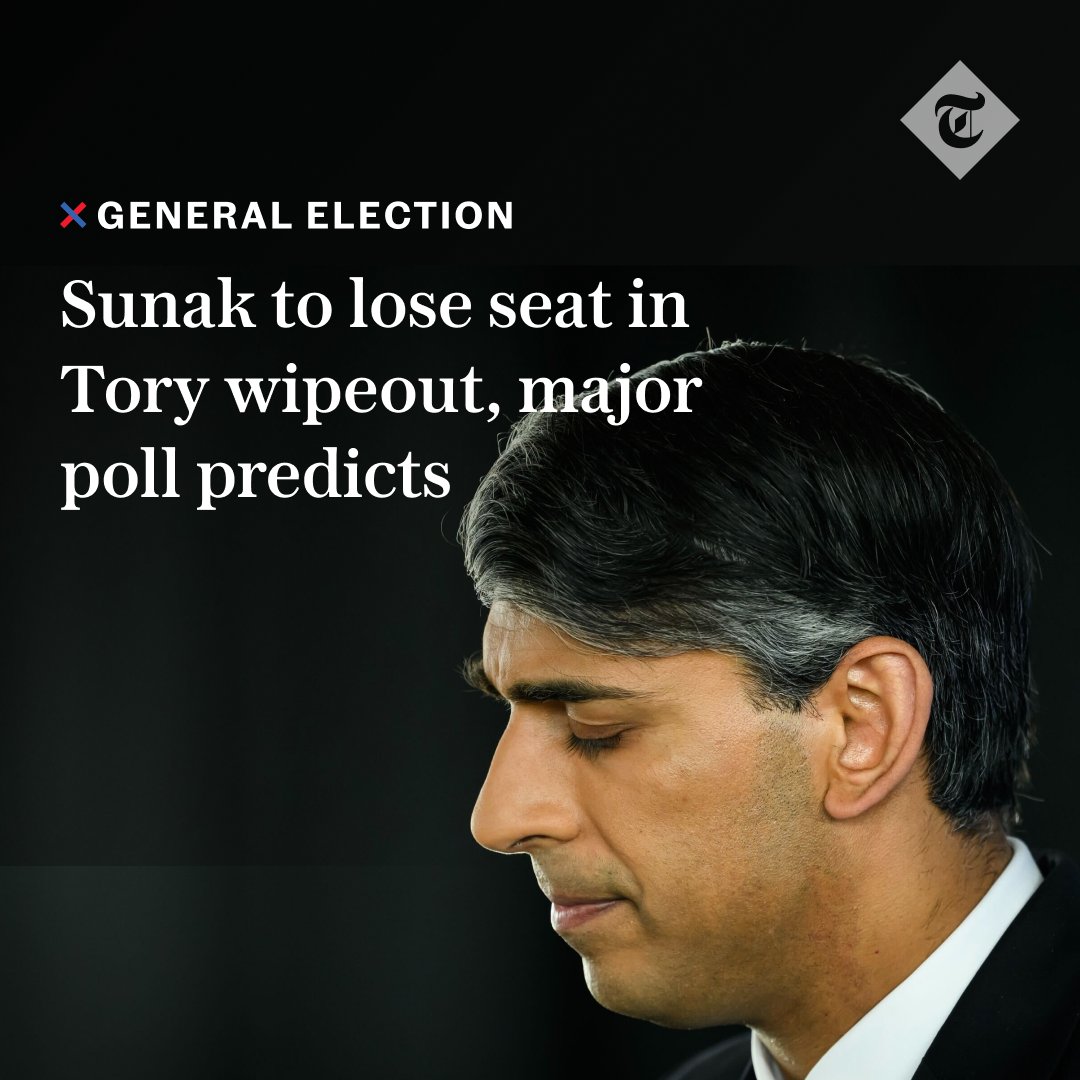 🚨 EXCLUSIVE: An exclusive survey for The Telegraph shows the Tories are on track to slump to 53 seats with around three-quarters of the Cabinet voted out.

Read more here👇
telegraph.co.uk/politics/2024/…