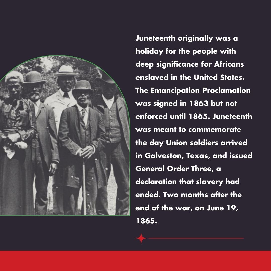 HAPPY JUNETEENTH‼️ Today we uplift a radical perspective on a holiday that celebrates Africans fighting for the liberation of African people. We reject the colonial narrative that the US government freed African people, and we take back the narrative that Africans freed ourselves