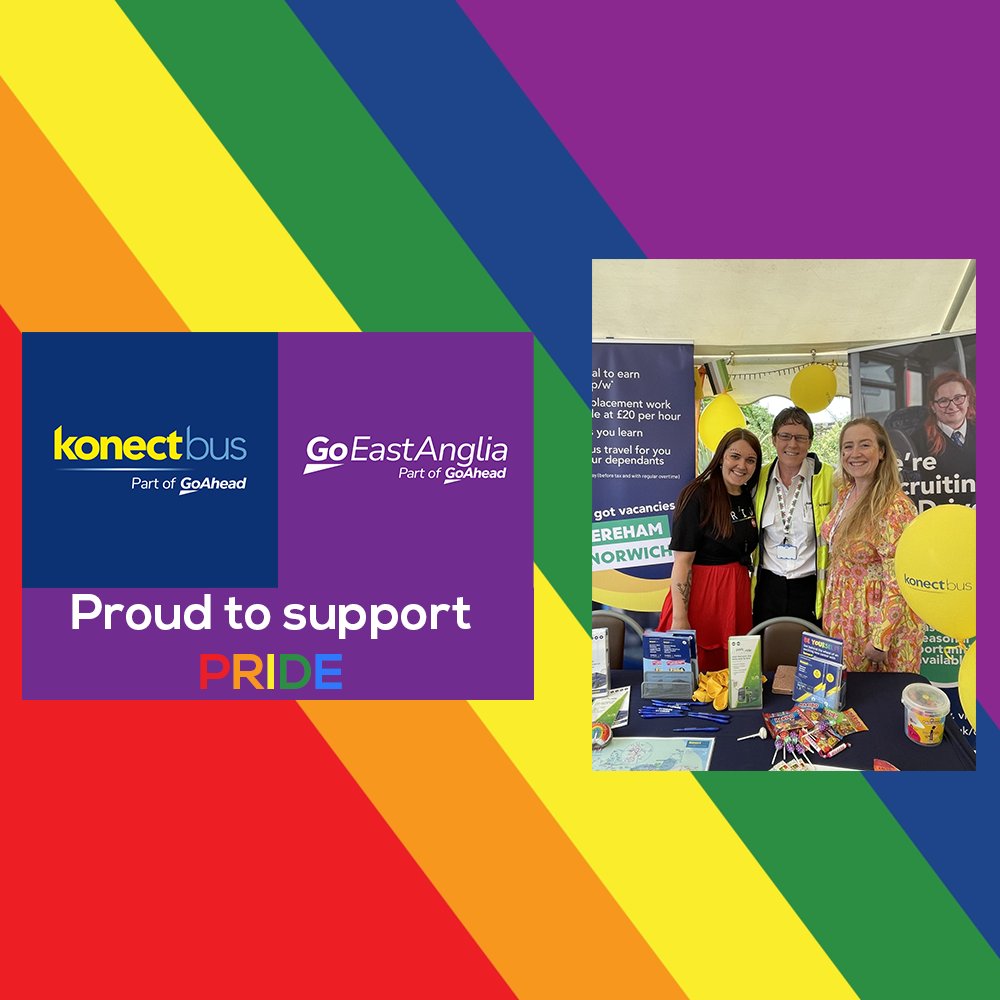 June is Pride Month, and Konectbus is proud to support the wonderful LGBTQ+ community!

We'll be at Dereham pride in a couple of weeks, and Norwich pride at the end of July. We can't wait to celebrate! #pride #norwichpride #derehampride

Read more: ow.ly/CMZ650Sk2Jz