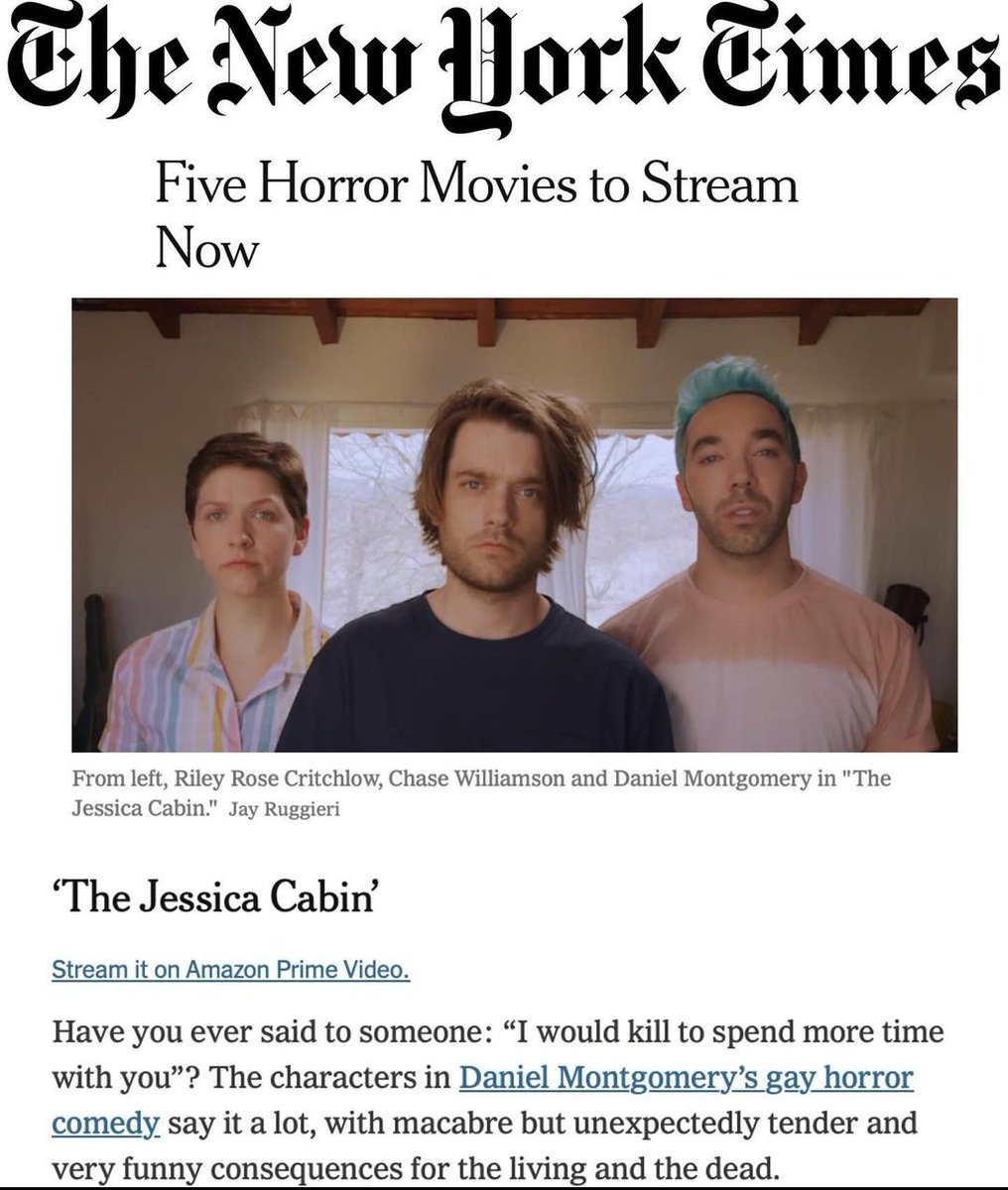 The New York Times thinks you should watch The Jessica Cabin - and so do we! We loved this indie existential horror film, and we think you will too! Watch the film and then listen to our episode on it! Have you seen it yet?? 🏳️‍🌈

buzzsprout.com/104713/1525079…